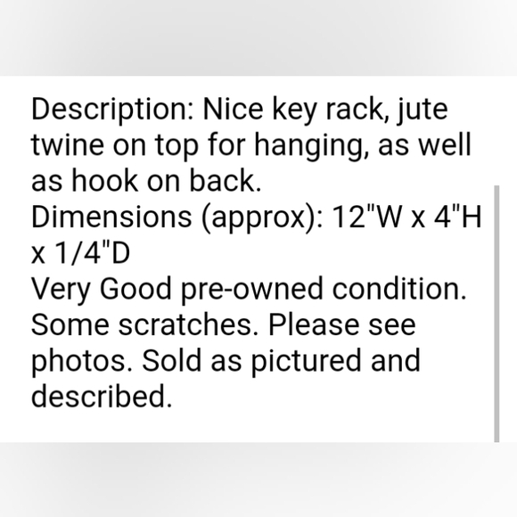 Vintage Key Holder / Leash Holder Etc w x4 Metal Hooks Farmhouse Style Wood - Picture 8 of 10